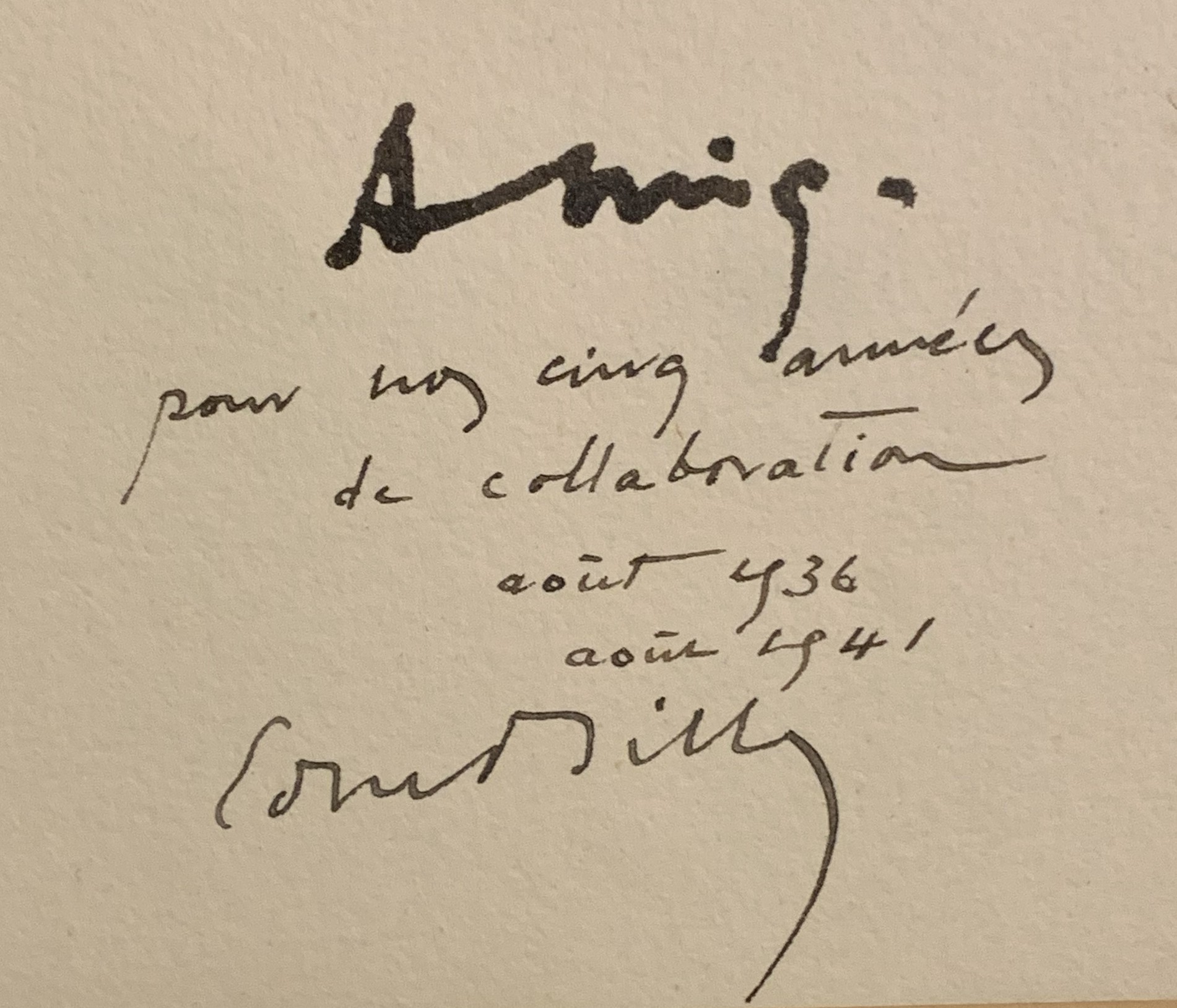 Signature – Edmond Bille Portrait féminin dédicacé, 1936–1941